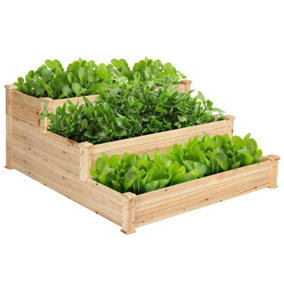 Livingandhome 3 Tier Square Wooden Raised Garden Bed