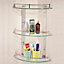 Livingandhome 3 Tier Wall Mounted Tempered Glass Corner Bathroom Shelf Shower Storage Organizer Dia 20 cm