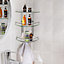 Livingandhome 3 Tier Wall Mounted Tempered Glass Corner Bathroom Shelf Shower Storage Organizer Dia 20 cm
