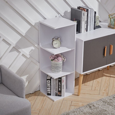 4 Tier Kids Small Bookshelf 3 Shelf, Book Organizer Storage Open Shelf  Rack, Display Shelves For Bedroom Living Room Bathroom Office, White