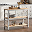 Livingandhome 3 Tier Wooden Kitchen Storage Rack Shelf Organizer with Hooks 100 cm