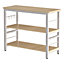Livingandhome 3 Tier Wooden Kitchen Storage Rack Shelf Organizer with Hooks 100 cm