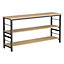 Livingandhome 3 Tier Wooden Kitchen Storage Rack Shelf Organizer with Hooks 160 cm