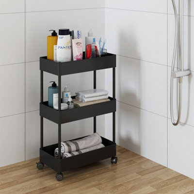 Livingandhome 3 Tiers Kitchen Bathroom Shelf Trolley Storage Rack 