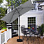 Livingandhome 3 x 2M Outdoor Garden Parasol Umbrella Patio Sun Shade Crank Tilt with Square Base, Light Grey