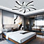 Livingandhome 30.7'' Dia Creative Black Ceiling Fan with LED Lights