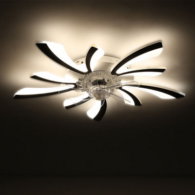 Livingandhome 30.7'' Dia Creative Black Ceiling Fan with LED Lights
