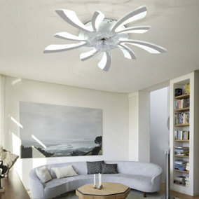 Livingandhome 30.7'' Dia Creative White Ceiling Fan with LED Lights