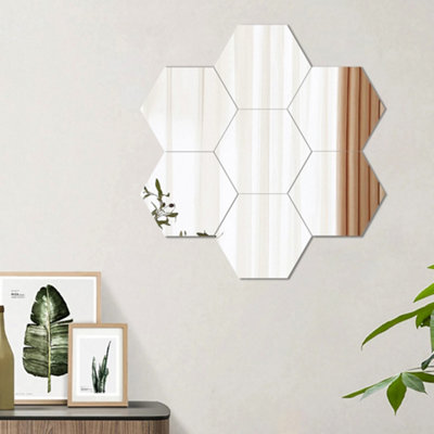 Hexagon Mirror Mosaic Tiles Hexagonal Mirror Pieces for Craft Projects 