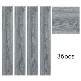 Livingandhome 36Pcs Rustic Grey Wood Effect Self Adhesive Vinyl Plank PVC Flooring, 5m² Pack