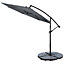Livingandhome 3M Banana Parasol Patio Umbrella Sun Shade Shelter with Fan Shaped Base, Dark Grey