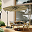 Livingandhome 3M Garden Banana Parasol Cantilever Hanging Sun Shade Umbrella Shelter with Rectangle Base, Taupe