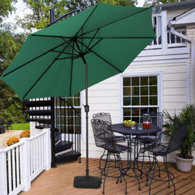 Livingandhome 3M Garden Outdoor Parasol Umbrella Patio Sun Shade Crank Tilt with Square Base, Dark Green
