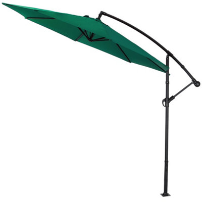 Livingandhome 3M Large Garden Hanging Parasol Cantilever Sun Shade Patio Banana Umbrella No Base, Dark Green