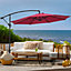 Livingandhome 3M Large Garden Hanging Parasol Cantilever Sun Shade Patio Banana Umbrella No Base, Wine Red