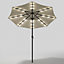 Livingandhome 3M Large Garden LED Parasol Outdoor Beach Umbrella with Light Sun Shade Crank Tilt No Base, Beige
