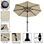 Livingandhome 3M Large Garden LED Parasol Outdoor Beach Umbrella with Light Sun Shade Crank Tilt No Base, Beige