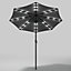 Livingandhome 3M Large Garden LED Parasol Outdoor Beach Umbrella with Light Sun Shade Crank Tilt No Base, Dark Grey