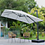 Livingandhome 3M Large Garden Roma Tilting Aluminium Cantilever Parasol With Square Base, Light Grey