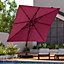 Livingandhome 3M Large Garden Roma Tilting Aluminium Cantilever Parasol With Square Base, Wine Red
