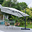 Livingandhome 3M Large Garden Rome Tilting Aluminium Cantilever Parasol With Petal Base, Light Grey