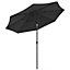 Livingandhome 3M Large Round Garden Parasol Outdoor Beach Umbrella Patio Sun Shade Crank Tilt No Base, Black