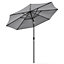 Livingandhome 3M Large Round Garden Parasol Outdoor Beach Umbrella Patio Sun Shade Crank Tilt No Base, Light Grey