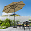 Livingandhome 3M Outdoor Garden Parasol Umbrella Patio Sun Shade Crank Tilt with Round Base, Taupe