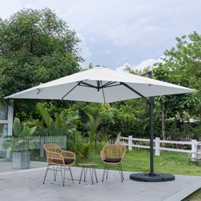 Livingandhome 3x3M Garden Patio Rome Tilting Aluminium Cantilever Parasol With Fan shaped Base, Light Grey