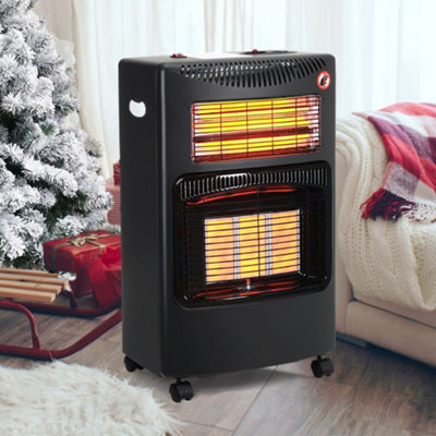 Livingandhome 4.2kw Black Indoor Mobile Freestanding Gas Heater Ceramic  Piezo 3 Heat Setting | DIY at Bu0026Q