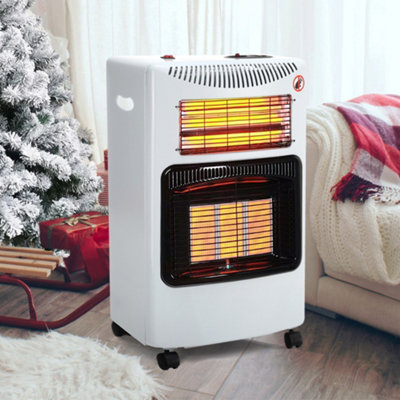 Livingandhome 4.2kw White Indoor Mobile Freestanding Gas Heater Ceramic  Piezo 3 Heat Setting | DIY at Bu0026Q
