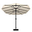 Livingandhome 4.6M Garden Double-Sided Parasol Umbrella Patio Sun Shade Crank With Round Base, Beige