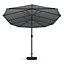 Livingandhome 4.6M Garden Double Sided Parasol Umbrella Patio Sun Shade Crank With Round Base, Dark Grey