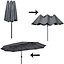 Livingandhome 4.6M Garden Outdoor Double Sided Parasol Umbrella Patio Sun Shade Crank Without Base, Dark Grey