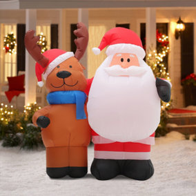 Livingandhome 4.9ft LED Christmas Inflatable Decoration Blow up Santa Claus and Reindeer Outdoor Xmas Decor