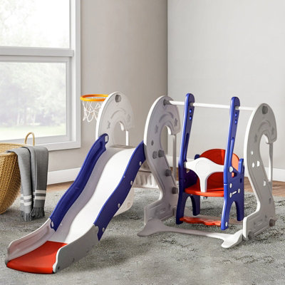 Livingandhome 4 in 1 Toddler Swing and Slide Set Playset Indoor Toddler