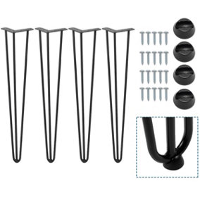 Livingandhome 4 Pcs Metal Hairpin Furniture Table Legs with Screws and Protectors 16 Inch