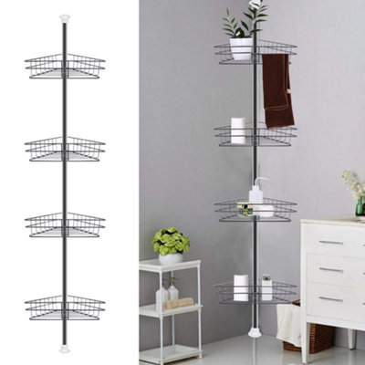 Livingandhome 4 Tier Black Metal Bathroom Corner Shelf Adjustable Caddy