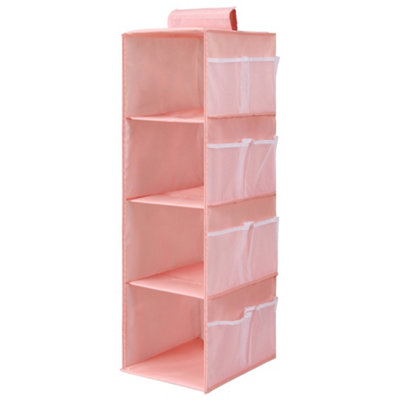 Livingandhome 4 Tier Closet Hanging Organizer Pink DIY at B&Q