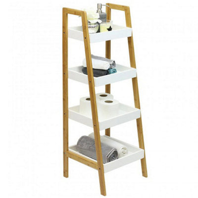 Livingandhome 4 Tier Nordic Freestanding Wooden Ladder Shelf Storage Organizer