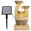 Livingandhome 4 Tier Outdoor Solar Water Feature Fountain LED Lights Garden Statue