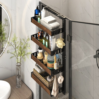 Livingandhome 4 Tier Over the Door Adjustable Shower Caddy Shelf Kitchen Pantry  Organizer