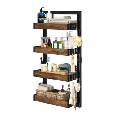 Livingandhome 4 Tier Over the Door Adjustable Shower Caddy Shelf Kitchen Pantry  Organizer