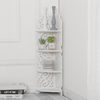 Small white corner shelf unit outlet