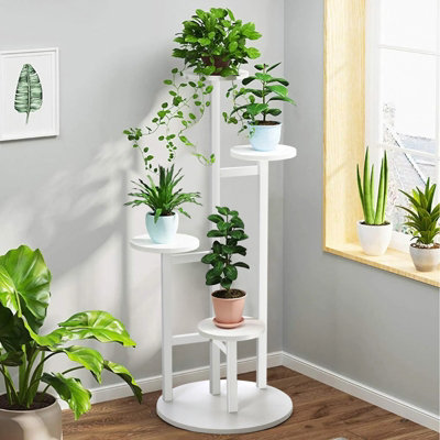 Livingandhome 4 Tiered Corner Flower Stand Indoor Plant Display Rack