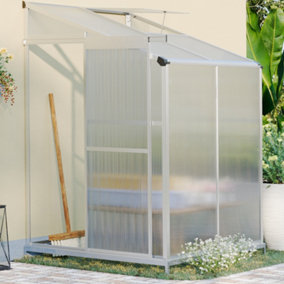 Livingandhome 4 x 4 ft Aluminum Hobby Greenhouse with Window Opening and Base