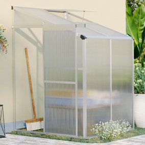 Livingandhome 4 x 4 ft Lean to Aluminum Greenhouse with Sliding Door