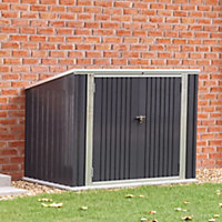 Livingandhome 5.5 x 3.5 ft Charcoal Black Metal Garden Storage Shed Bin Store for Tool Trash Can Recycle Bin Debris