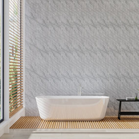 Livingandhome 5 Pcs Grey PVC Shower Wall Panels Stone Effect Bathroom 260 x 25cm