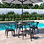 Livingandhome 5 Piece Grey WPC Patio Bistro Set Metal Frame Table and Chairs Garden Furniture 80 cm